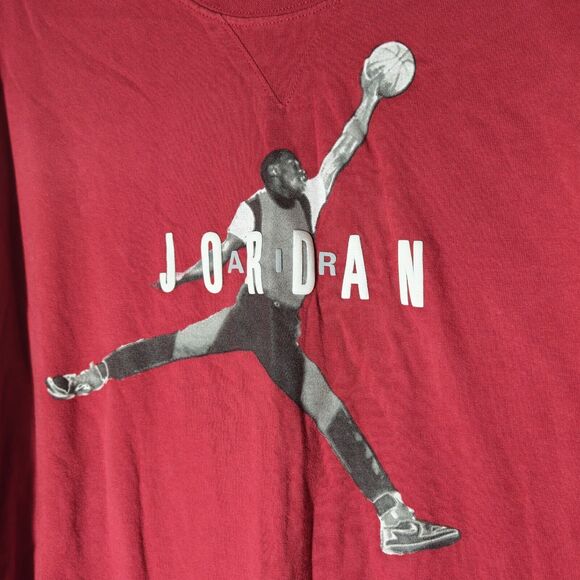 Air Jordan Spell Out Jumpman Red T-Shirt Men's Large Red Puff Print Michael - Picture 2 of 7